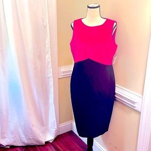 3/$25 Kasper Hot Pink & Black Dress Size 10